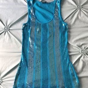 Express Sequins Tank Teal